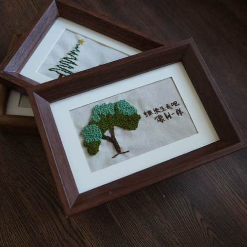 原创刺绣相框diy礼物材料包摆件送同学老师生日礼物大树定制手工