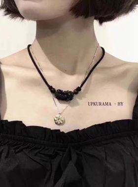 黑曜石貔貅项链女款锁骨
