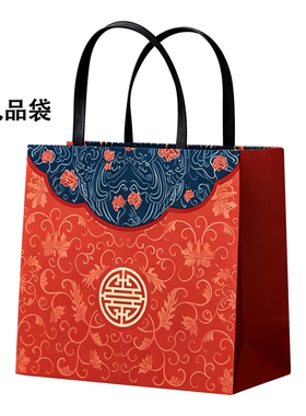 中式传统纹样礼品袋红色手提包装袋
