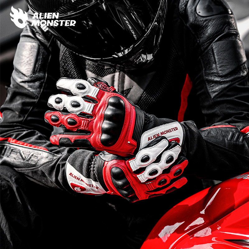 外星怪驭风手套摩托车冬季骑行防风防寒真皮防摔机车装备保暖防水