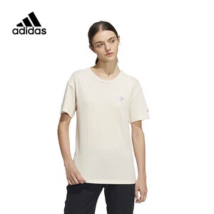 Adidas阿迪达斯女装2023夏季新款户外运动休闲圆领短袖T恤HE7339