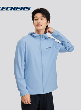 Skechers斯凯奇夏男休闲运动速干防晒户外连帽梭织外套 P225M155