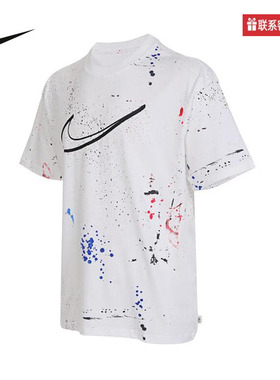 Nike耐克男T恤泼墨趣味印花半截袖圆领运动短袖女HF5565-100