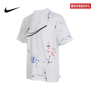 Nike耐克男T恤泼墨趣味印花半截袖圆领运动短袖女HF5565-100