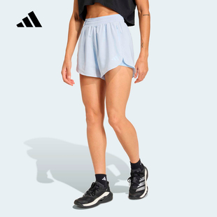 adidas阿迪达斯耐磨速干二合一高腰运动短裤2026夏女健身服KE7395