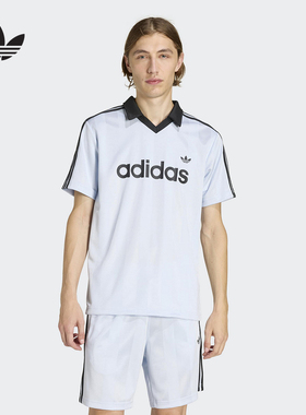 adidas阿迪达斯三叶草休闲运动短袖V领T恤2026夏男运动衫 KE2453