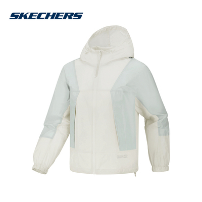 Skechers斯凯奇2026春夏新款女士休闲轻薄梭织连帽外套 P226W117
