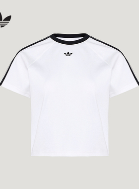 adidas阿迪达斯三叶草2026秋女纯棉Cali短款修身短袖T恤 KT7793