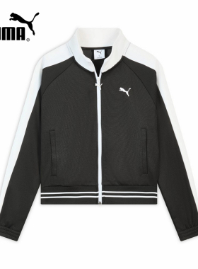 PUMA彪马春季新款黑色经典T7运动休闲夹克女款针织外套638392-01