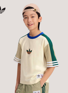 adidas阿迪达斯三叶草篮球风纯棉运动短袖T恤夏男大童上衣 KW2274
