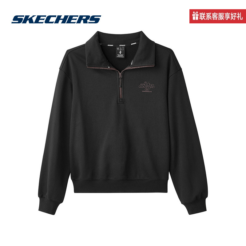 斯凯奇运动2025冬女针织套头卫衣 L424W002-0018