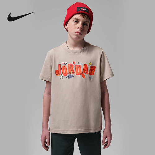 NIKE耐克Jordan夏男大童T恤90年代钥匙扣风短袖针织衫IW1404-236
