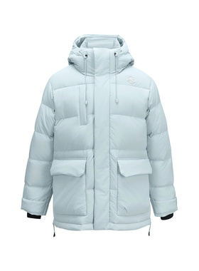 SKECHERS斯凯奇2025冬男连帽中长款羽绒服保暖外套 P424M157-01MZ