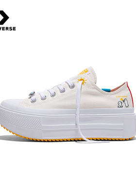 Converse匡威All Star小狗图案男女休闲鞋厚底增高帆布鞋 A22181C