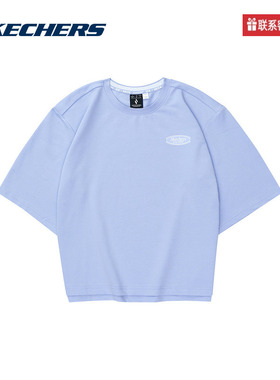 SKECHERS斯凯奇夏季女子宽松舒适休闲针织短袖T恤衫L224W015/02SJ