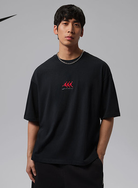 Jordan耐克2026夏季男子OVERSIZE风休闲运动棉短袖T恤IF3134-010