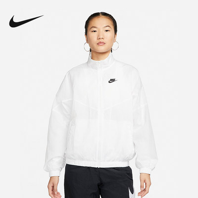 Nike耐克女装SWOOSH勾子梭织立领夹克宽松梭织防风外套DM6186-100