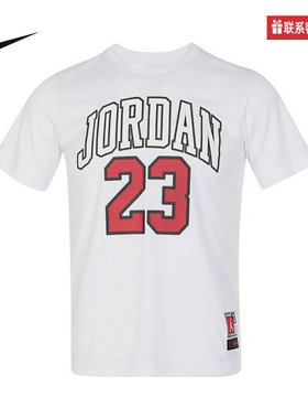 Nike耐克男女小童短袖针织衫夏新款Jordan图案透气T恤HM4763-100
