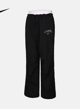NIKE耐克女裤26夏新款运动裤宽松抽绳收口梭织休闲长裤IR7573-010