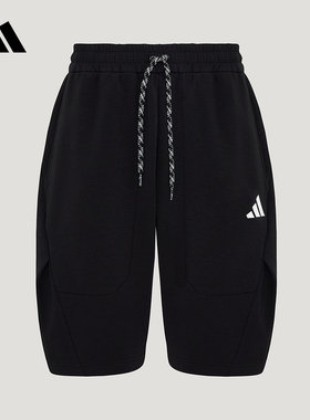 adidas阿迪达斯2026夏男拉绳运动裤舒爽宽松针织休闲短裤 LC6772
