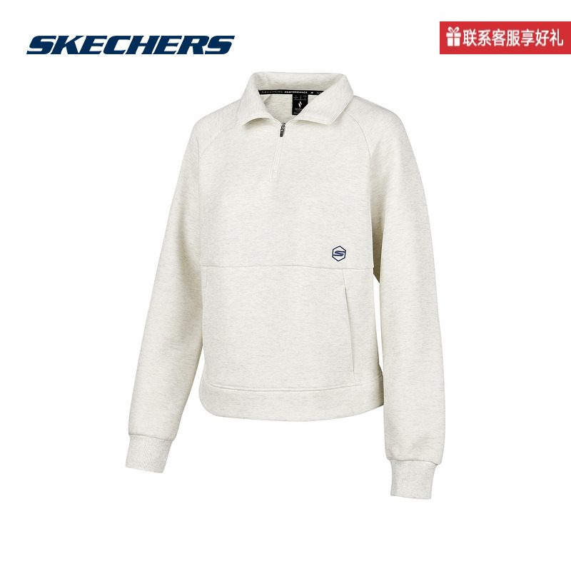 斯凯奇运动2025冬女针织套头卫衣 P424W014-00SK