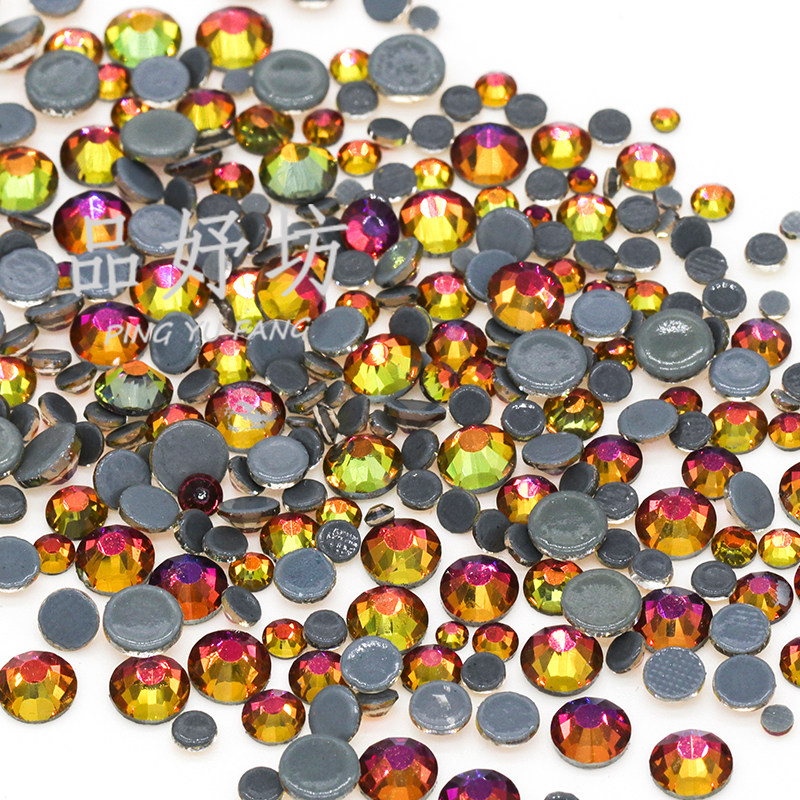 红火焰色平底牢固烫钻渐变色闪钻比基尼贴钻拉丁舞服使用钻鞋子钻