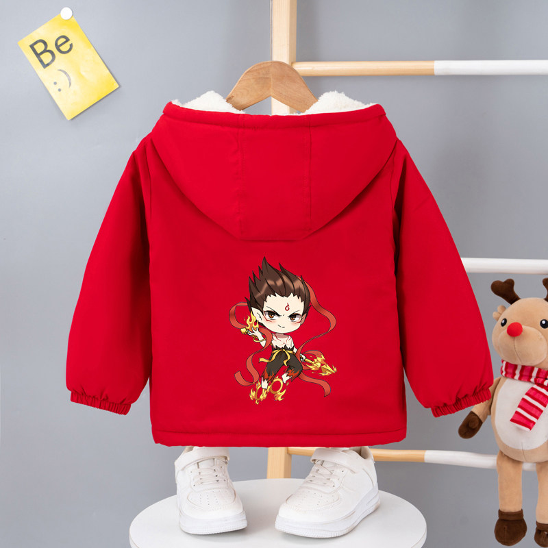 秋冬加绒加厚外套新款儿童爆款哪吒男童气中大童洋连帽上衣夹克
