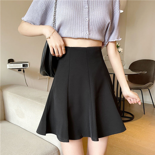 黑色百褶半身裙女2022夏季 设计感A字裙高腰百搭伞裙显瘦短裙 新款