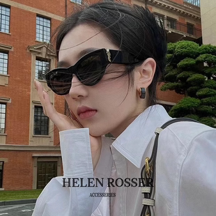 大牌ROSE朴彩英同款杨树林猫眼墨镜女显脸小遮阳防紫外线太阳镜