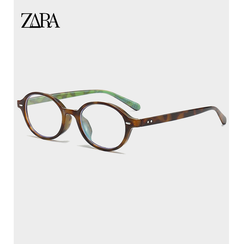 张婧仪dowdy同款复古超轻豹纹椭圆素颜书呆子眼镜女款高度近视女