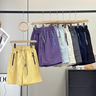 短裤 轻户外运动风 男女情侣轻薄透气速干防泼水撞色拉链休闲工装