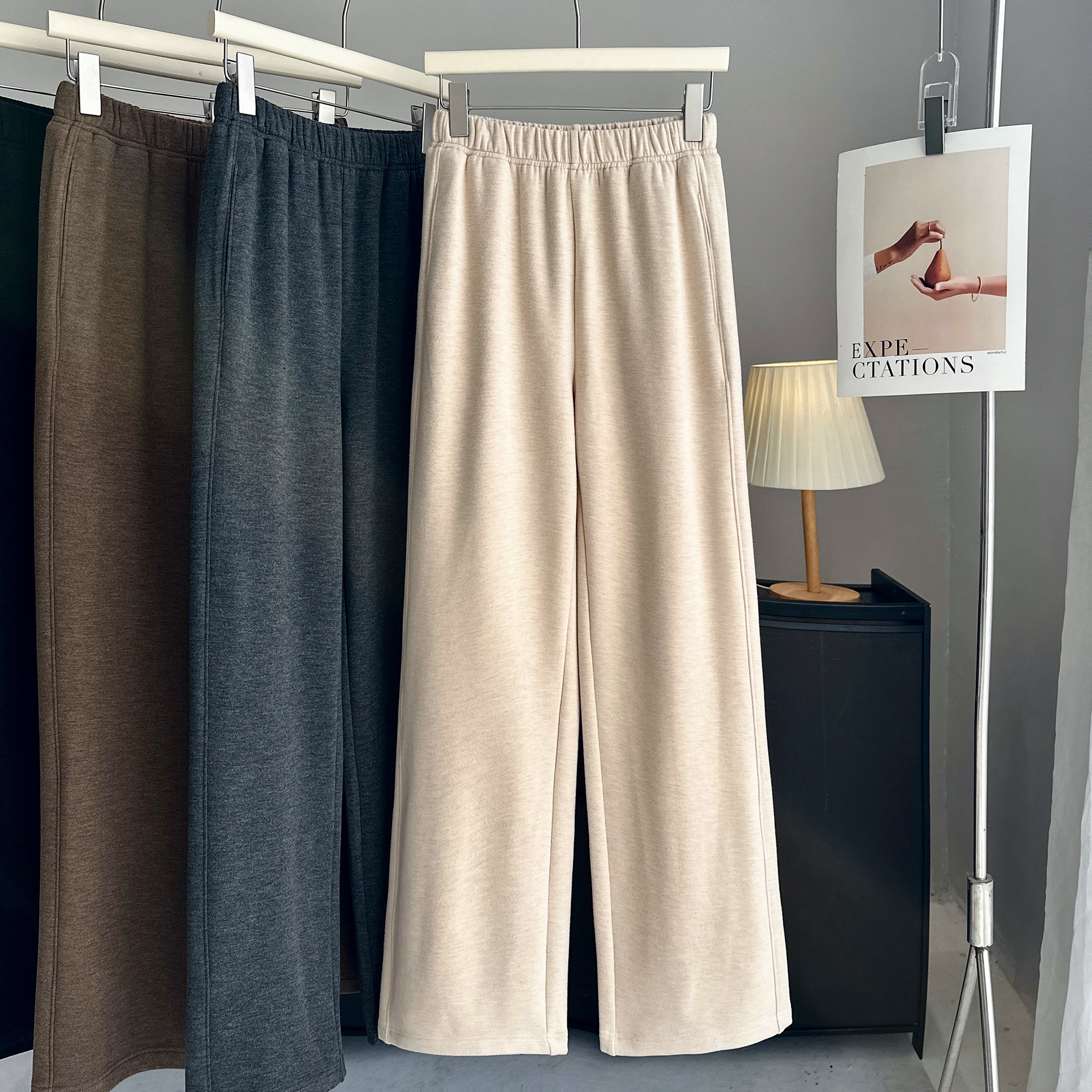 大厂订单！松紧高腰垂感加厚保暖醋酸羊绒糯米面膜裤秋冬休闲裤