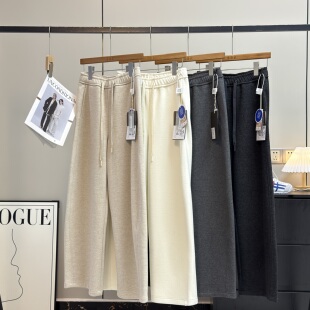 大厂订单！宝藏好裤型~松紧腰羊驼绒醋酸加绒保暖直筒阔腿休闲裤