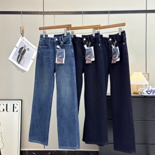 大厂订单！上身巨显瘦~复古四面弹加绒加厚保暖直筒窄版牛仔裤冬