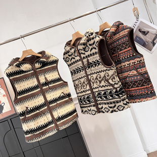 渠道货 连帽费尔岛仿羊羔毛双面摇粒绒叠穿马夹背心秋冬外套 时尚