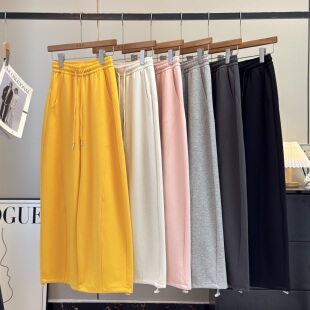 阔腿休闲裤 松紧高腰多巴胺宽松窄版 春 两穿运动弯刀裤 大厂订单