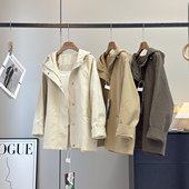外套 小个子休闲风衣连帽工装 篙端巴恩风 莱赛尔棉宽松慵懒中长款