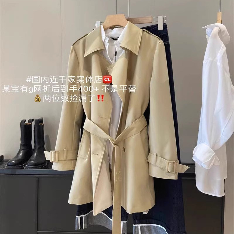柜子牛货！400+春季英伦风篙级感单排扣系带收腰中长款风衣女外套