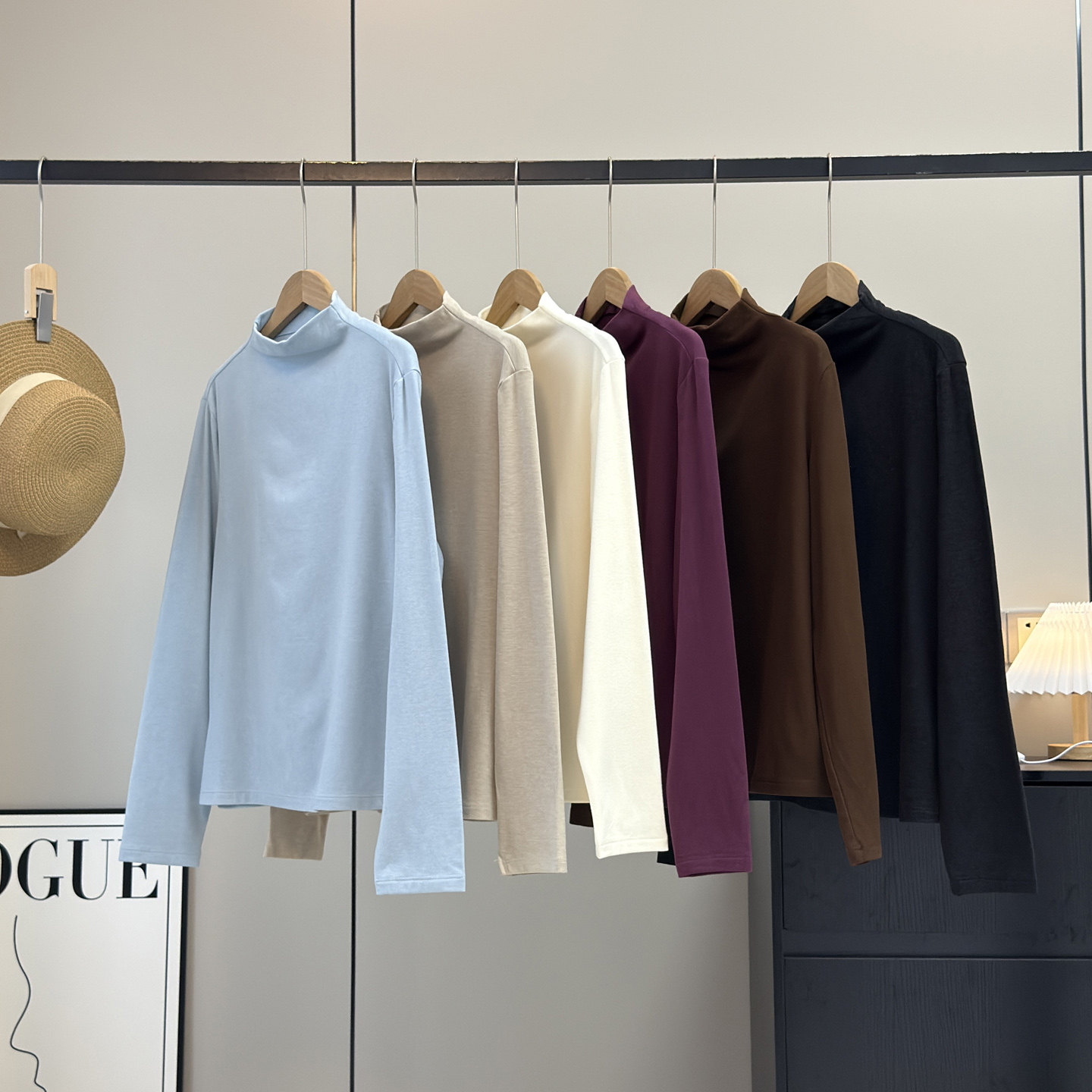 大厂订单！秋冬莱赛尔绵羊毛混纺半高领加厚磨毛长袖T恤打底衫女