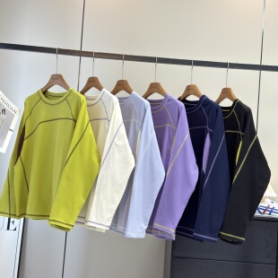 大厂订单~男女情侣款秋冬亲肤双面磨毛保暖时髦苏哈线长袖打底T恤