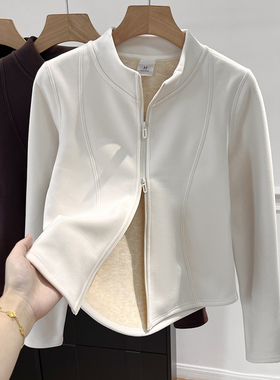 LU~立领小蛮腰发热双面绒秋冬修身显瘦户外防风轻便保暖开衫外套