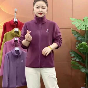 中老年新款外套显瘦妈妈奥粒绒女秋冬立领洋气保暖时尚宽松上衣