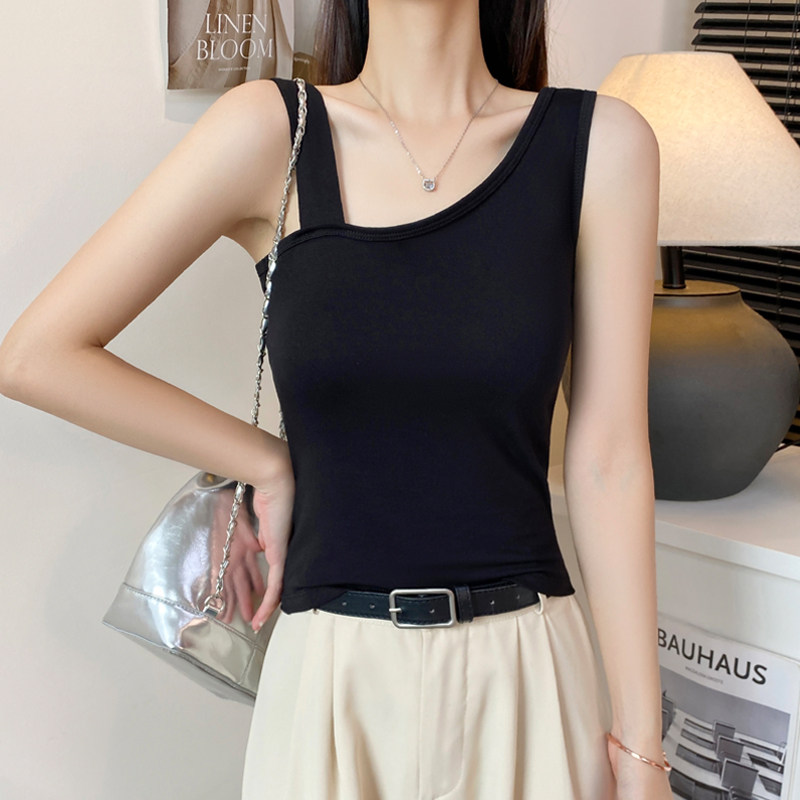 黑色修身吊带背心女通勤