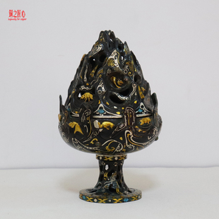 青铜复刻汉晋错金银铜博山炉香薰炉中式室内装饰摆件禅道礼品展览