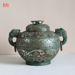 错金银青铜缶壶尊乐水器多种纹样壶仲义父缶罍装饰摆件文创建模具