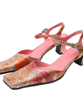 UBORYA原创设计师新款外穿少女时装气质高跟配裙子真皮粗跟凉鞋女