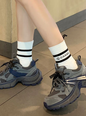 YOUNGER LURE2025年新款秋季银色灰色小个子女生内增高厚底老爹鞋