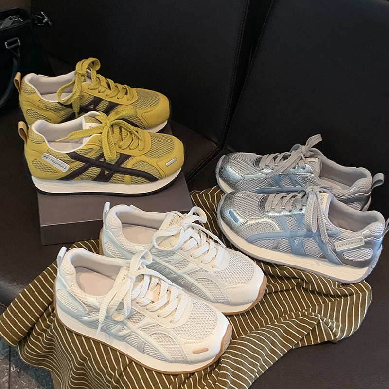 女款黄色阿甘德训鞋百搭厚底增高