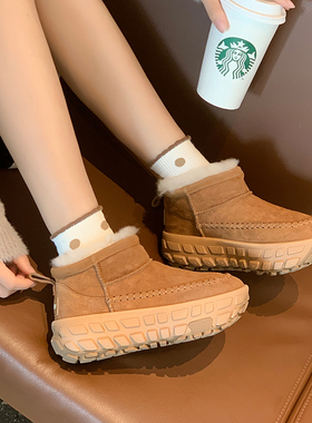 TGG团呱呱雪地靴女款2025新款U加绒保暖防寒滑厚底毛毛靴冬季棉鞋