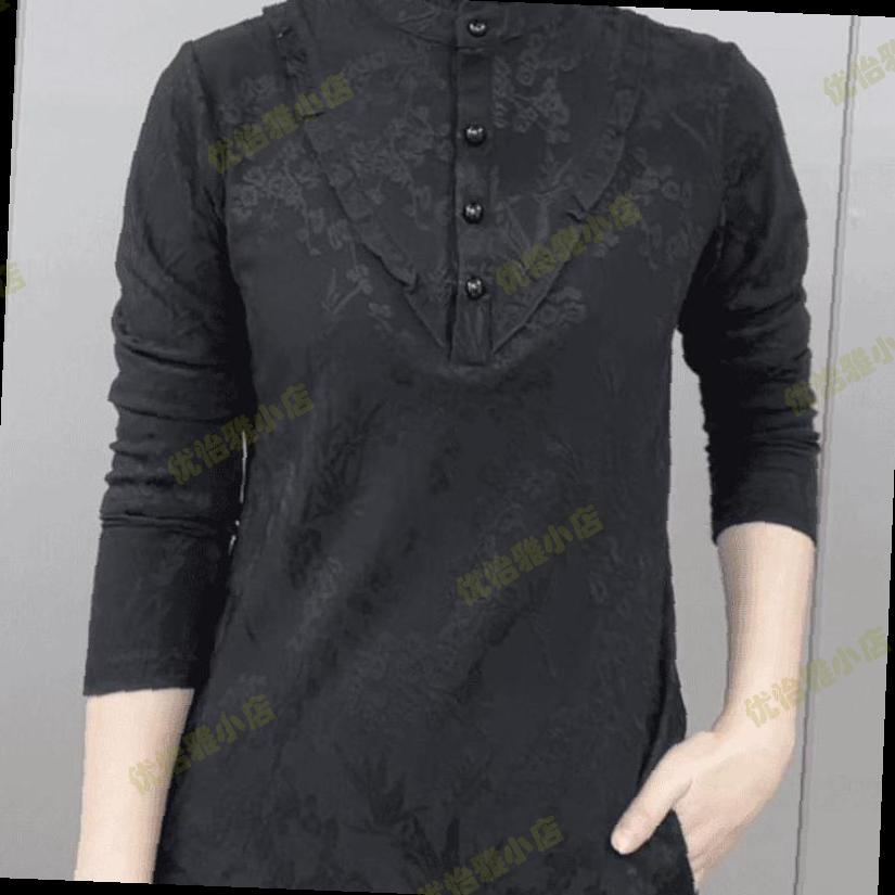 秋冬季德绒打底衫女新款舒适加绒加厚体恤长袖妈妈中老年上衣大码